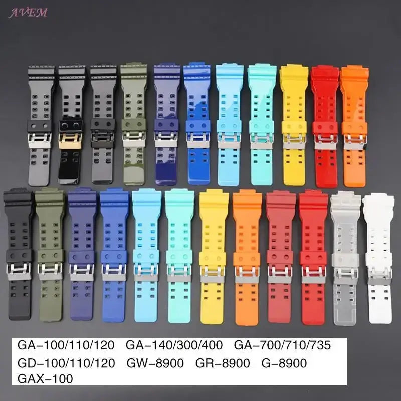 16mm Silicone Strap for Casio G-SHOCK GA-100/110/200 GD-100 GW-8900, TPU Band - STRAPS