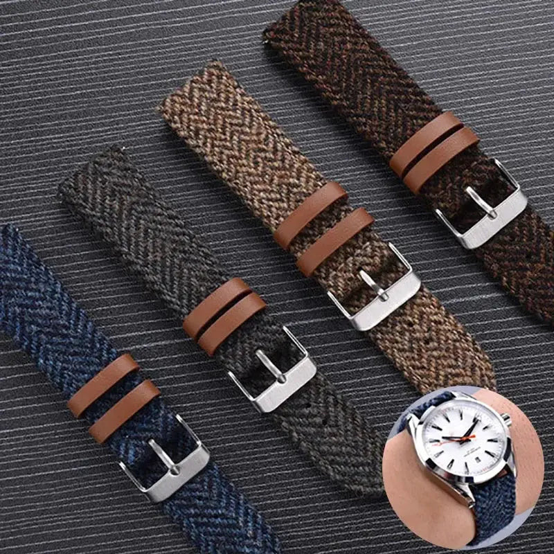 18mm 20mm 22mm Leather & Nylon Vintage Weave Quick Release Strap for Huawei, Seiko, Rolex, Samsung STRAPS