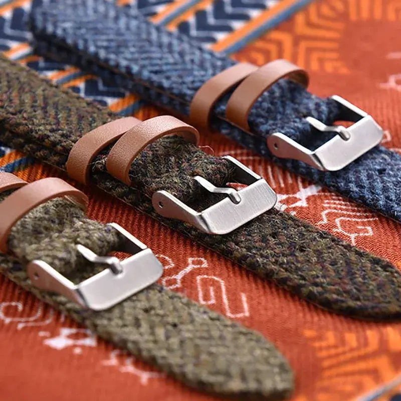 18mm 20mm 22mm Leather & Nylon Vintage Weave Quick Release Strap for Huawei, Seiko, Rolex, Samsung STRAPS