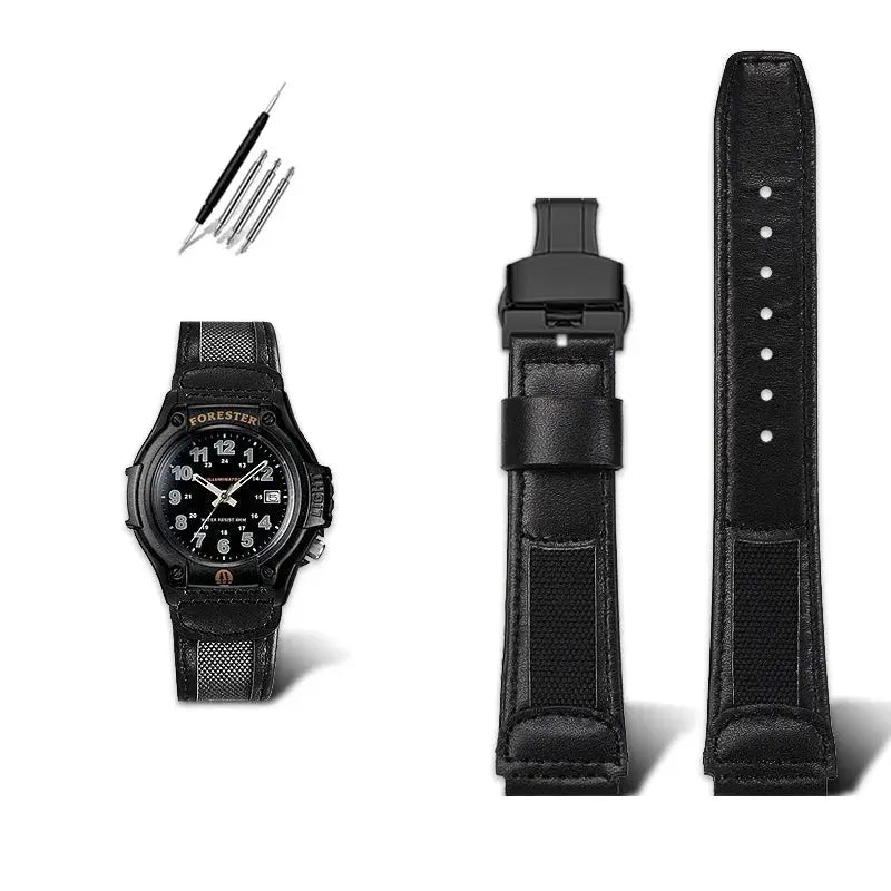 19mm Cowhide Wristband for Casio FT-500W/AW-80V/W-89H - Retro Waterproof Strap - STRAPS