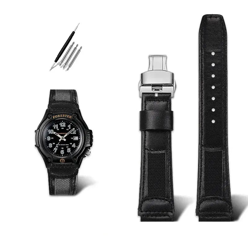 19mm Cowhide Wristband for Casio FT-500W/AW-80V/W-89H - Retro Waterproof Strap - STRAPS