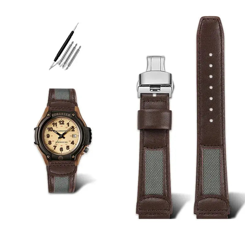 19mm Cowhide Wristband for Casio FT-500W/AW-80V/W-89H - Retro Waterproof Strap - STRAPS