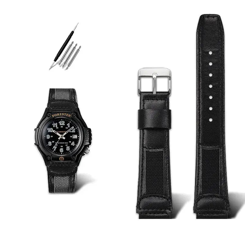 19mm Cowhide Wristband for Casio FT-500W/AW-80V/W-89H - Retro Waterproof Strap - STRAPS