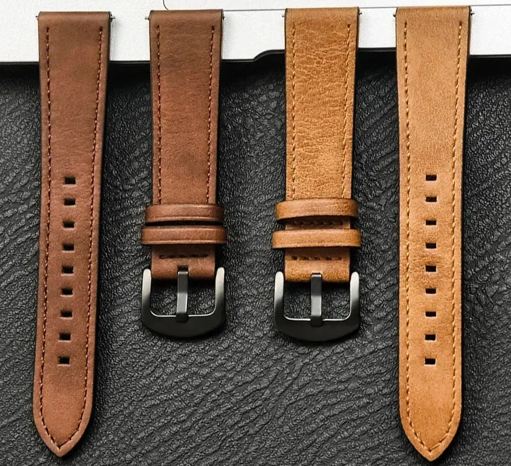 20/22mm Leather Strap for Samsung Galaxy Watch/Redmi Watch - Vintage Bracelet - STRAPS