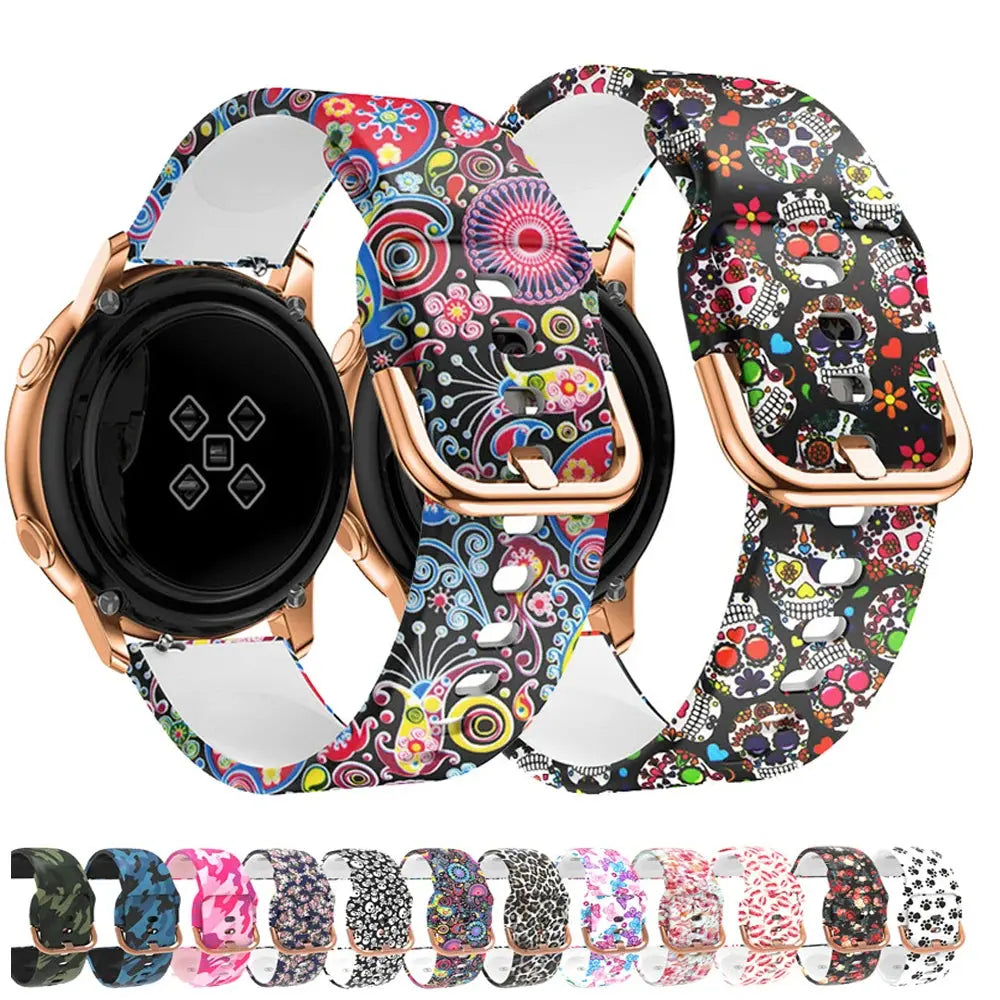 20mm 22mm Graffiti Style Silicone Strap for Samsung Galaxy Watch, Gear S3, Amazfit, and Huawei STRAPS