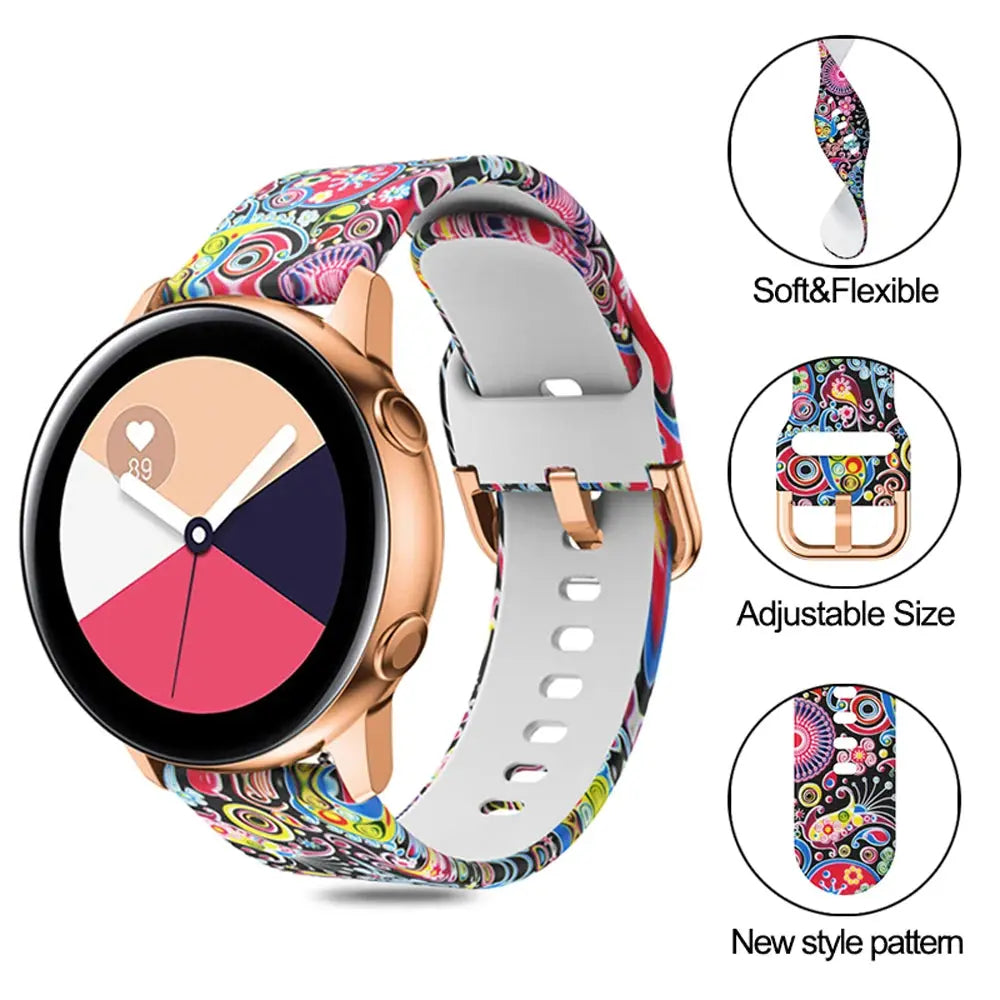 20mm 22mm Graffiti Style Silicone Strap for Samsung Galaxy Watch, Gear S3, Amazfit, and Huawei STRAPS