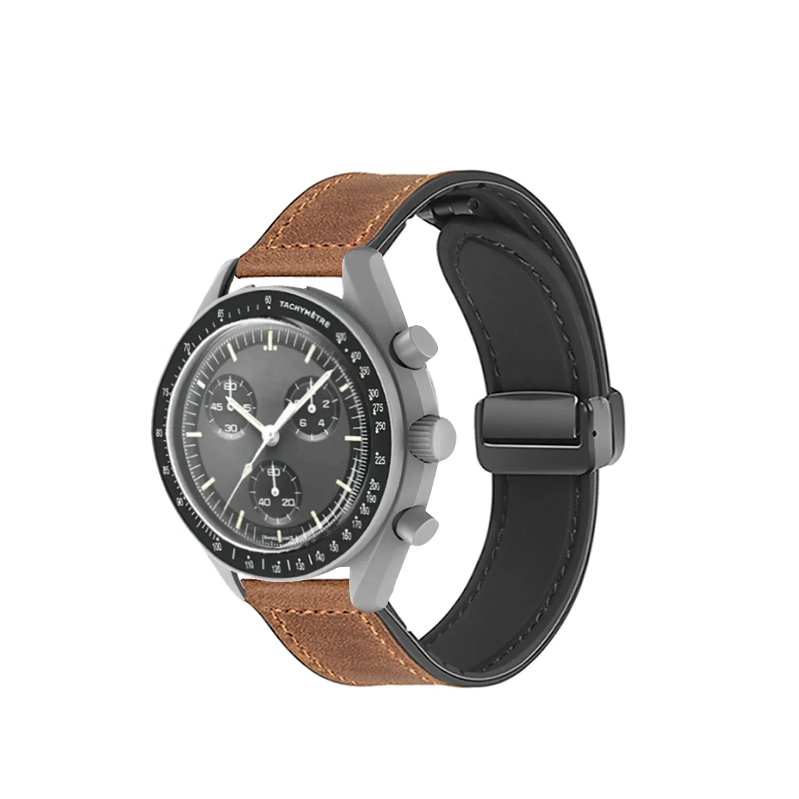 20mm Silicone Leather Watch Strap for Omega x Swatch MoonSwatch Saturn Series - Quick Release - STRAPS