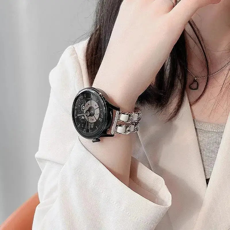 22mm/20mm Leather + Metal Bracelet for Samsung Galaxy, Huawei, Amazfit, Xiaomi & Garmin Smartwatches STRAPS