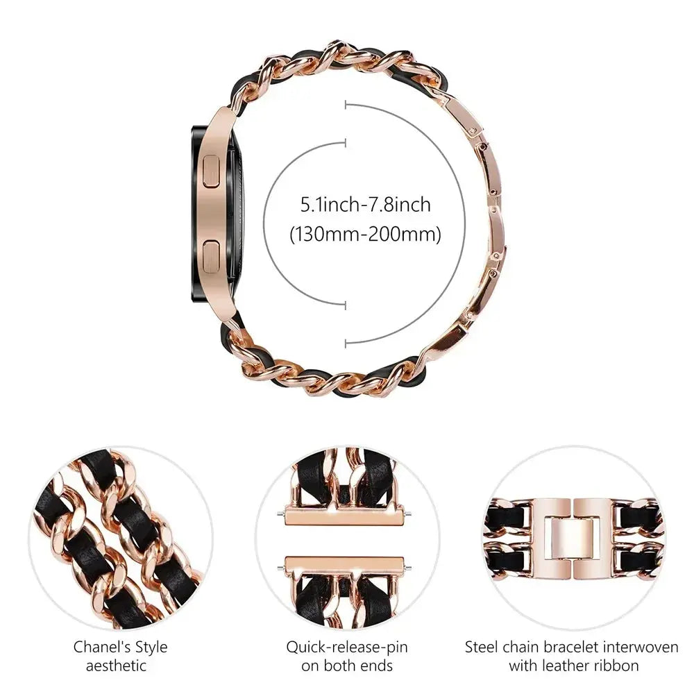 22mm/20mm Leather + Metal Bracelet for Samsung Galaxy, Huawei, Amazfit, Xiaomi & Garmin Smartwatches STRAPS