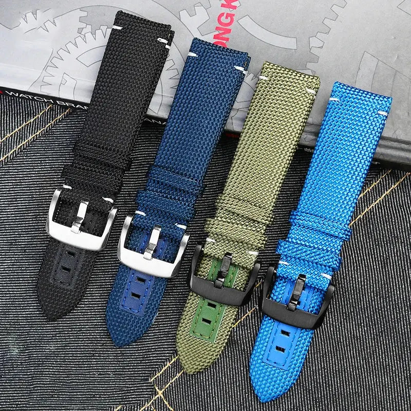 22mm Nylon & Leather Watchband – Durable Canvas Strap for Mido, Citizen & Ocean Star Watches - STRAPS