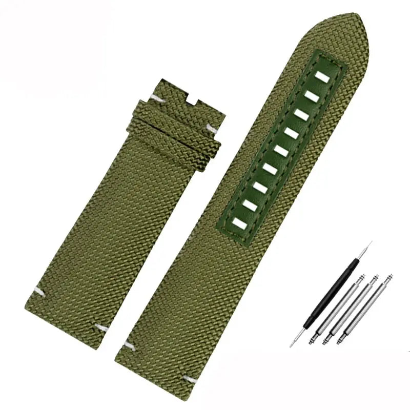 22mm Nylon & Leather Watchband – Durable Canvas Strap for Mido, Citizen & Ocean Star Watches - STRAPS