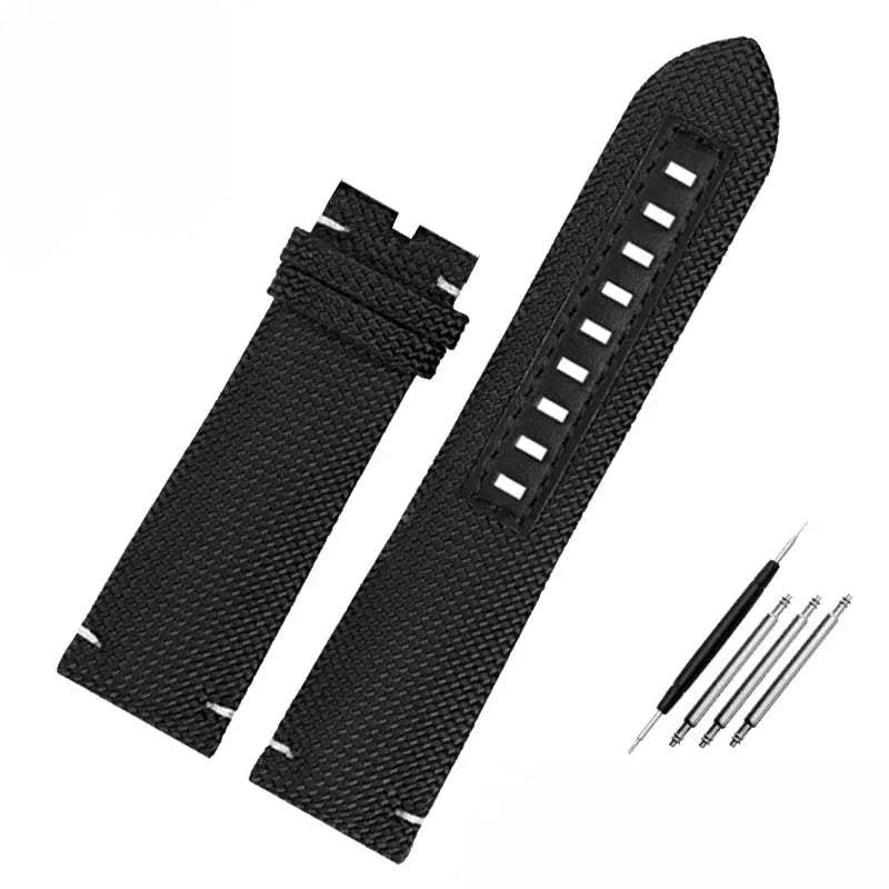 22mm Nylon & Leather Watchband – Durable Canvas Strap for Mido, Citizen & Ocean Star Watches - STRAPS