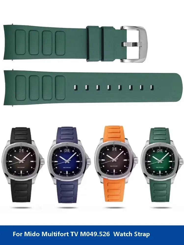 22mm Rubber Watch Strap for Mido Multifort TV M049.526 Curved Interface STRAPS