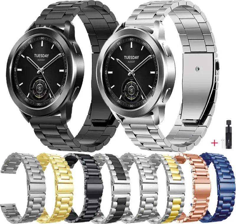 22mm Stainless Steel Watch Strap for Xiaomi Watch 2 Pro, S1, S2, S3, and Mi Watch Color – Metal Band - STRAPS