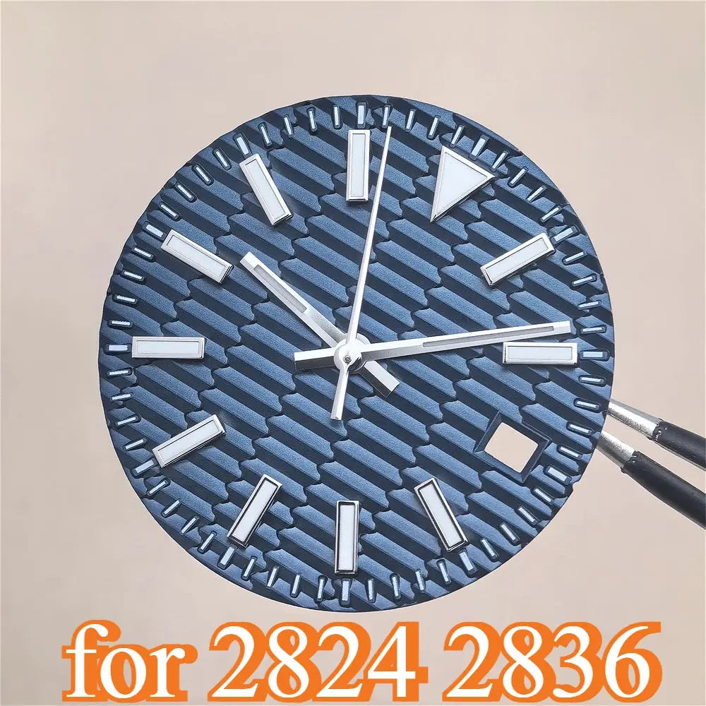 28.5mm Ice Blue Luminous Watch Dial - Horizontal Logbook - Miyota 8215/ETA 2824 - STRAPS