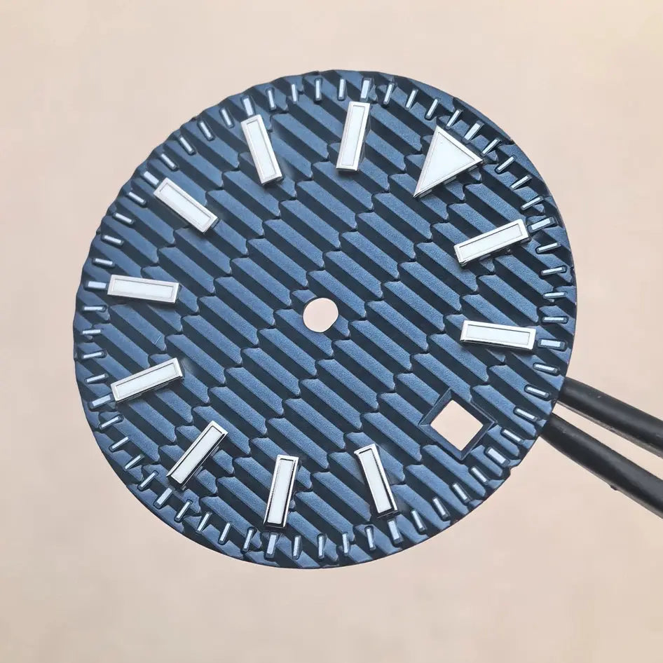 28.5mm Ice Blue Luminous Watch Dial - Horizontal Logbook - Miyota 8215/ETA 2824 - STRAPS