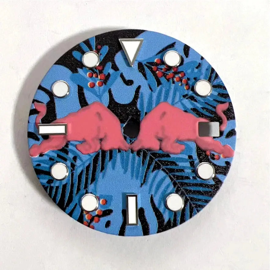 28.5mm NH35 Watch Dial - Tiger Bullfighting Pattern - DIY Modification - STRAPS
