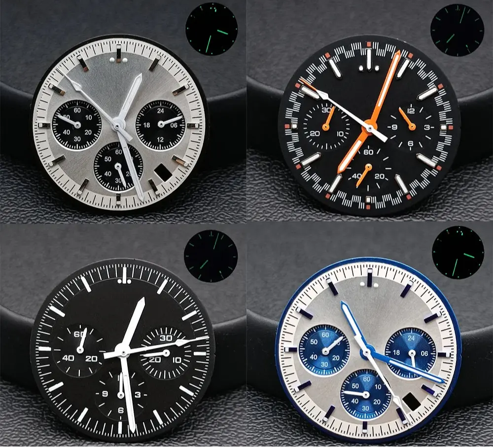 32.5mm Green Luminous Dial & Hands for VK63 Movement, Watch Accessory Set - STRAPS