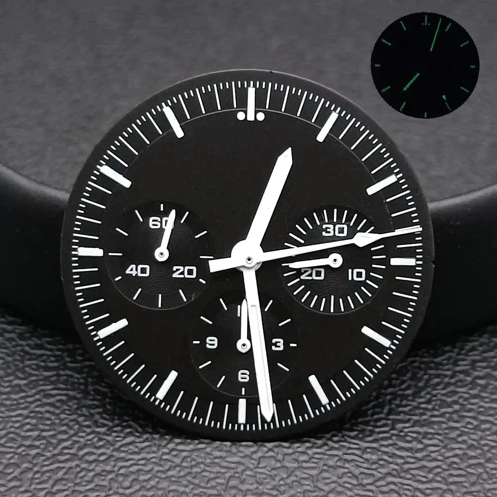 32.5mm Green Luminous Dial & Hands for VK63 Movement, Watch Accessory Set - STRAPS