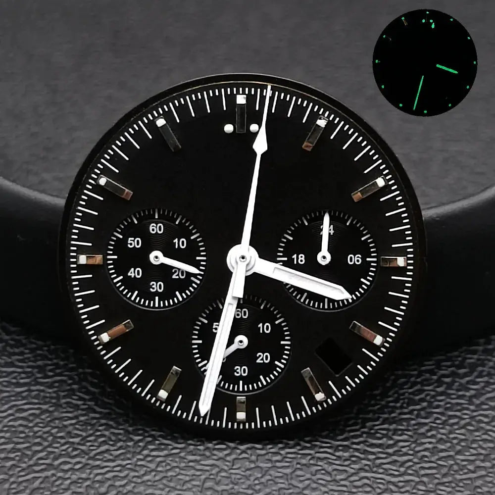 32.5mm Green Luminous Dial & Hands for VK63 Movement, Watch Accessory Set - STRAPS