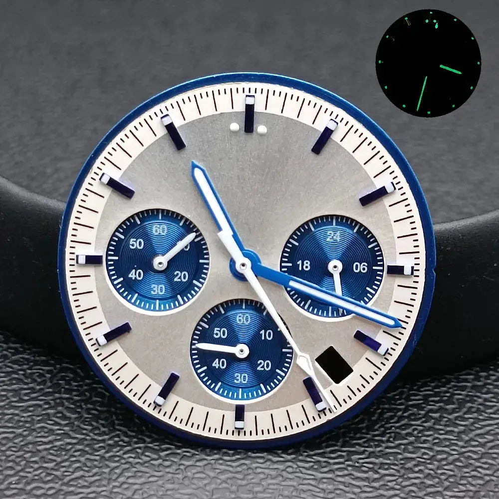 32.5mm Green Luminous Dial & Hands for VK63 Movement, Watch Accessory Set - STRAPS