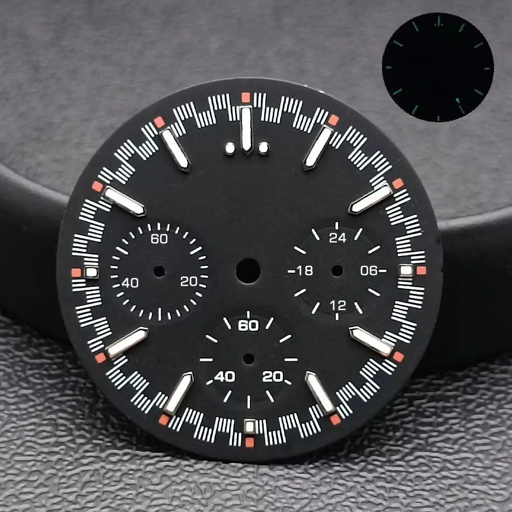 32.5mm Green Luminous Dial & Hands for VK63 Movement, Watch Accessory Set - STRAPS