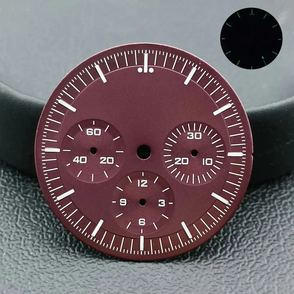 32.5mm Green Luminous Dial & Hands for VK63 Movement, Watch Accessory Set - STRAPS