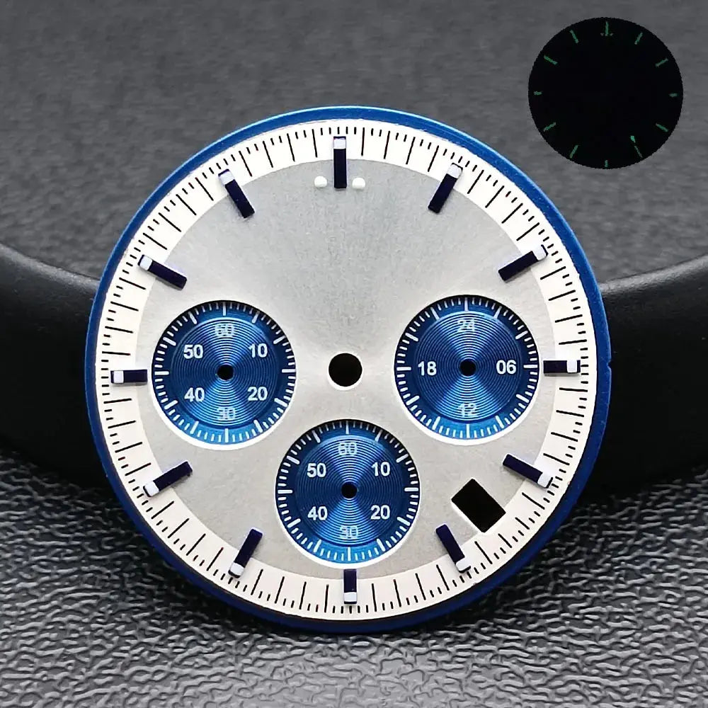 32.5mm Green Luminous Dial & Hands for VK63 Movement, Watch Accessory Set - STRAPS