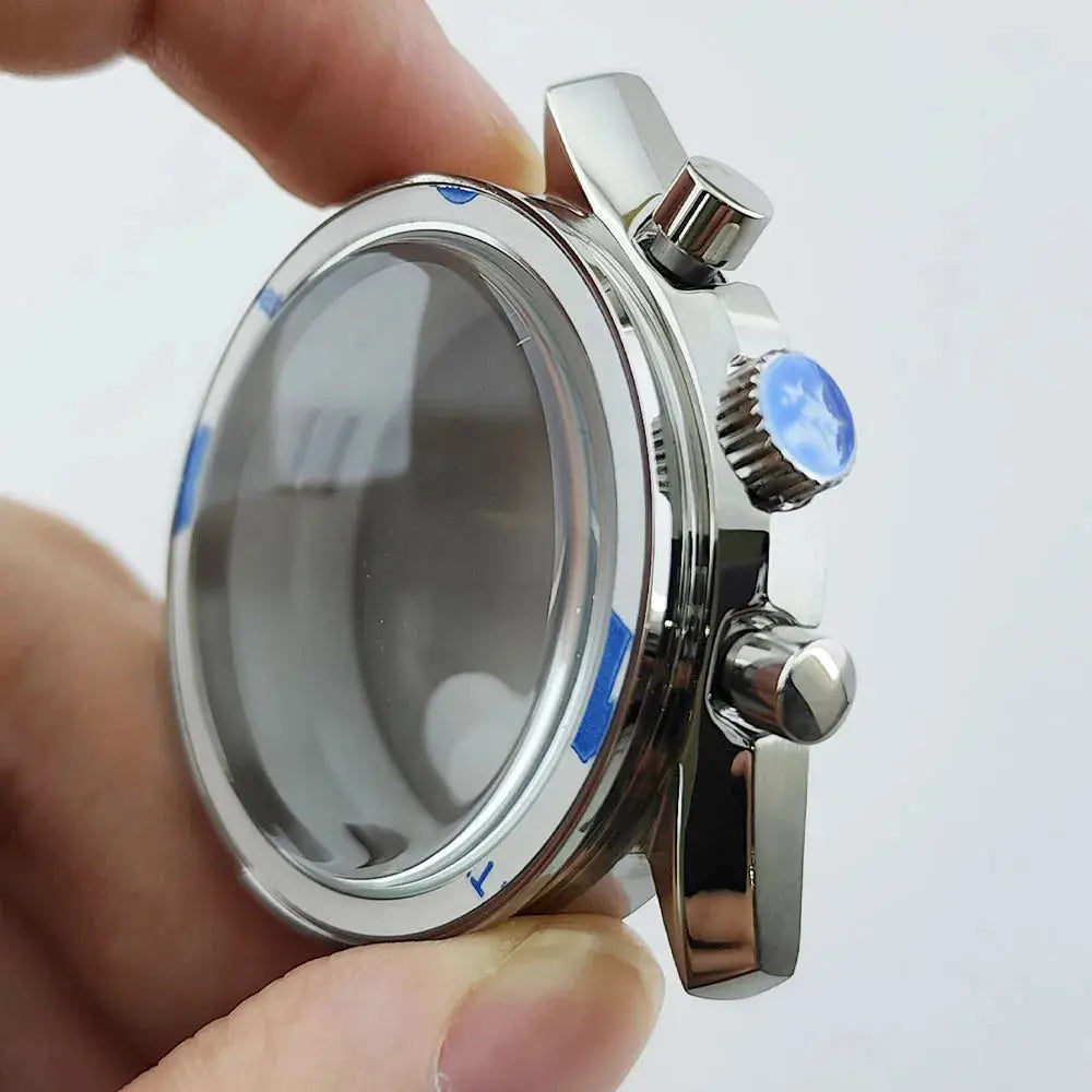 39.7mm Stainless Steel Watch Case for VK63 Movement, Sapphire Glass, 20mm Lug - STRAPS