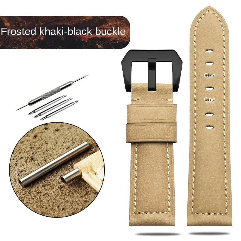 Blue Frosted Vintage Leather Watch Strap – Fits Panerai, JEEP, Seiko, Breitling, Diesel | 22mm-26mm - STRAPS