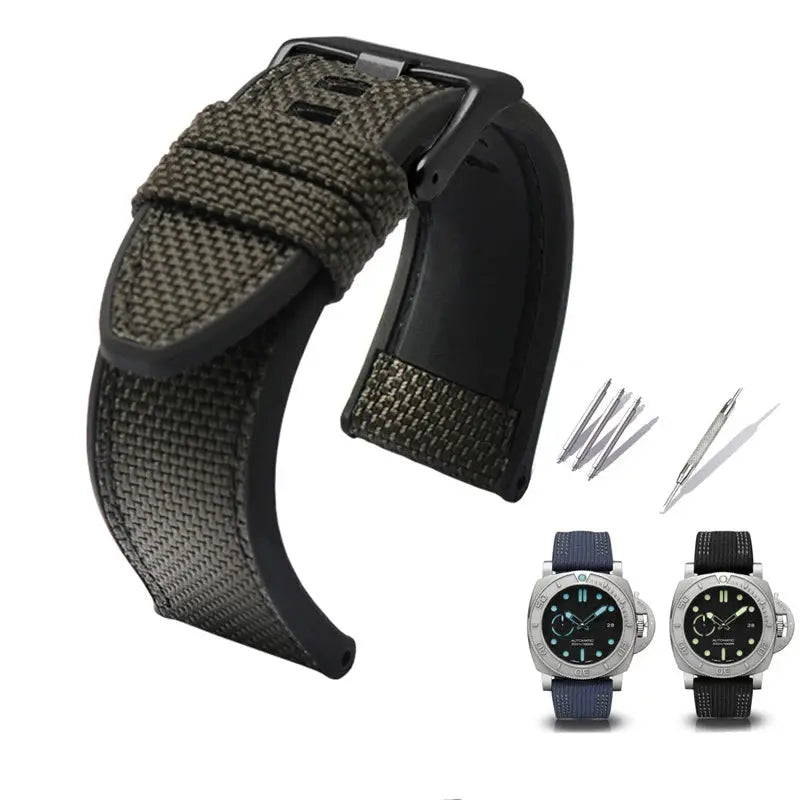 Canvas Silicone Watch Strap for Diesel DZ4500, DZ4506, DZ7420, DZ4318 - 24mm, 26mm, 28mm - STRAPS