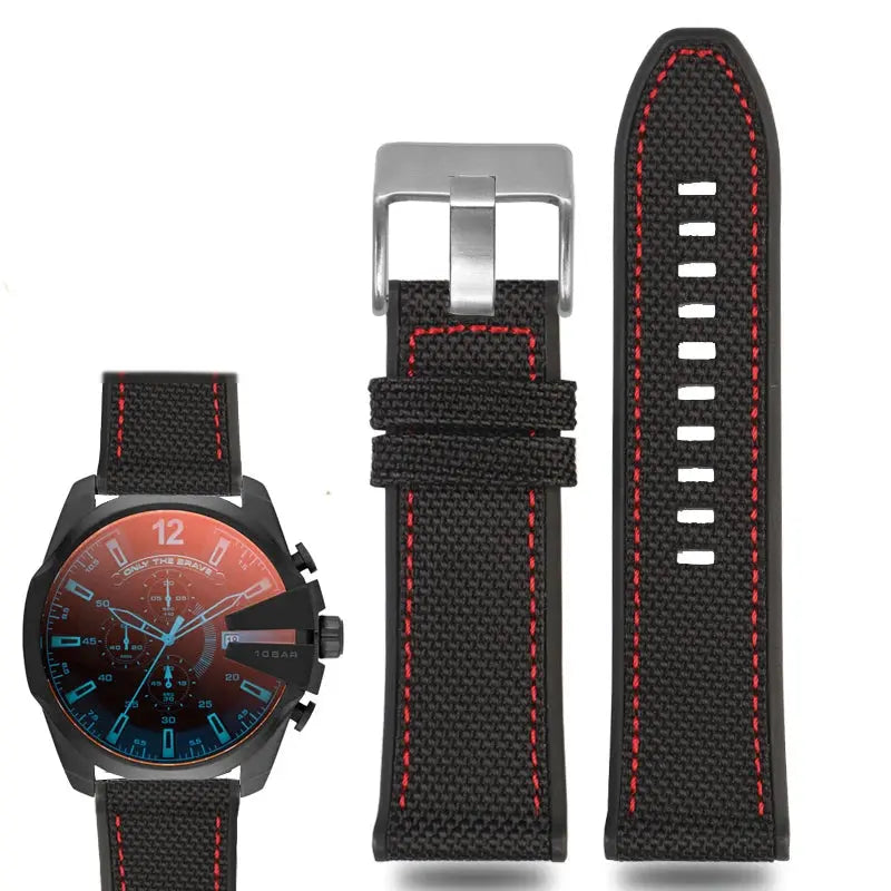 Canvas Silicone Watch Strap for Diesel DZ4500, DZ4506, DZ7420, DZ4318 - 24mm, 26mm, 28mm - STRAPS
