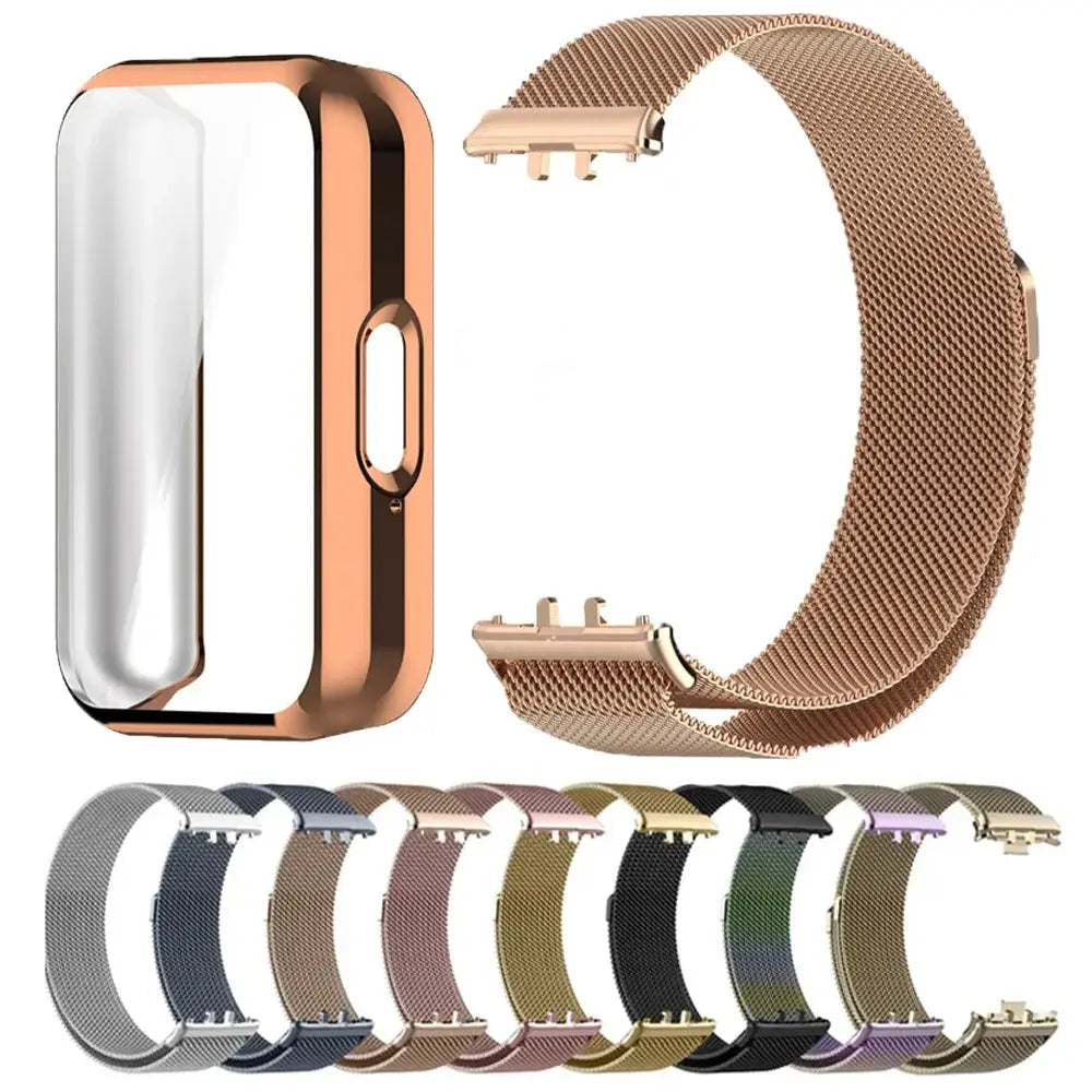 Case + Milanese Strap for Samsung Galaxy Fit 3 – Full Protector Cover & Magnetic Watchband - STRAPS