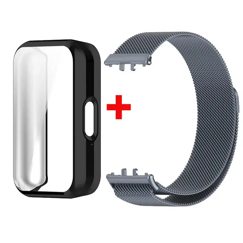 Case + Stainless Steel Milanese Strap for Samsung Galaxy Fit 3 – Magnetic Loop Bracelet & TPU Cover - STRAPS