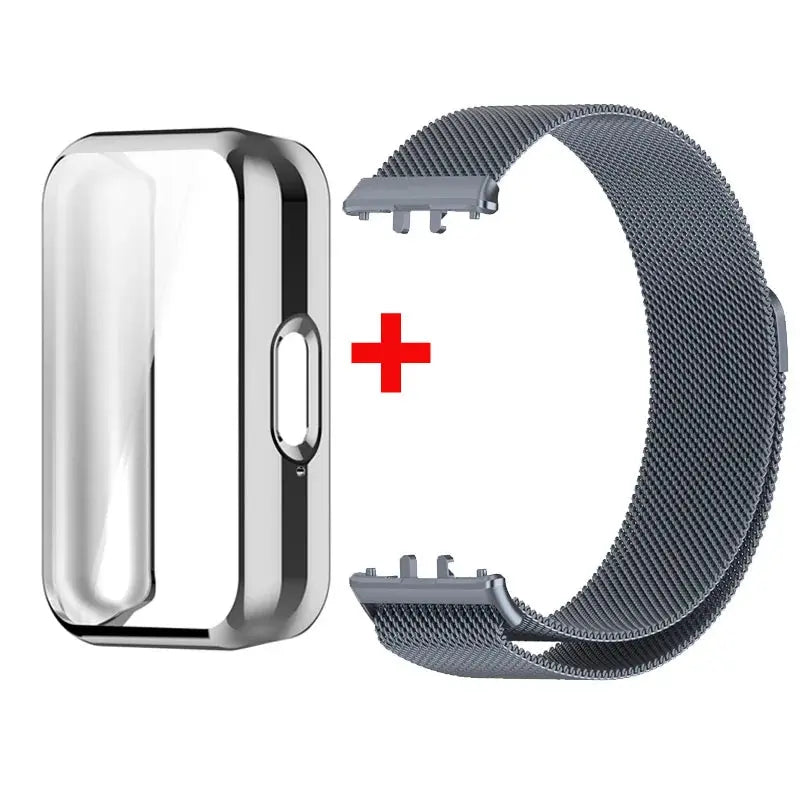 Case + Stainless Steel Milanese Strap for Samsung Galaxy Fit 3 – Magnetic Loop Bracelet & TPU Cover - STRAPS