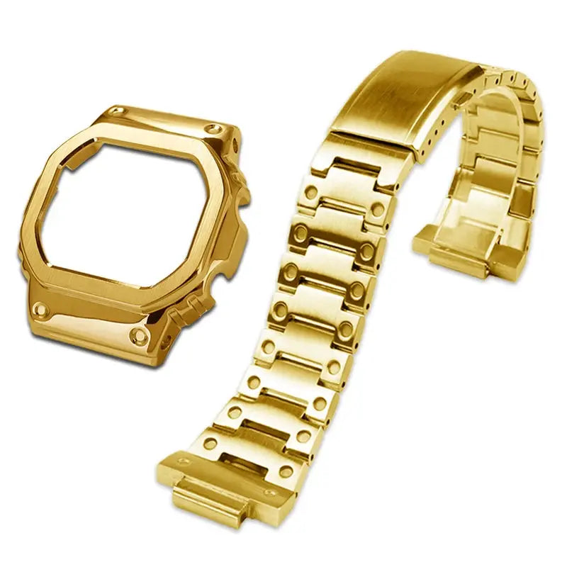 Casio G-Shock GM-5600 Mod Kit - Small Block 3229 - Stainless Steel Case & Strap for DW5600/GW-B5600 - STRAPS