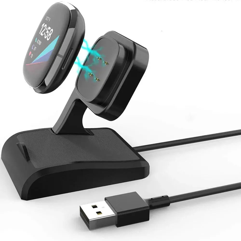 Charger Dock for Fitbit Sense/Sense 2/Versa 3/4, USB Cable Stand, Magnetic Base - STRAPS