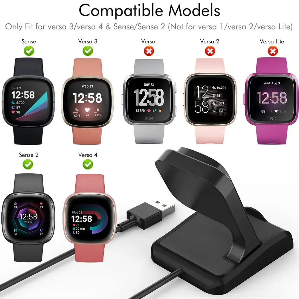 Charger Dock for Fitbit Sense/Sense 2/Versa 3/4, USB Cable Stand, Magnetic Base - STRAPS