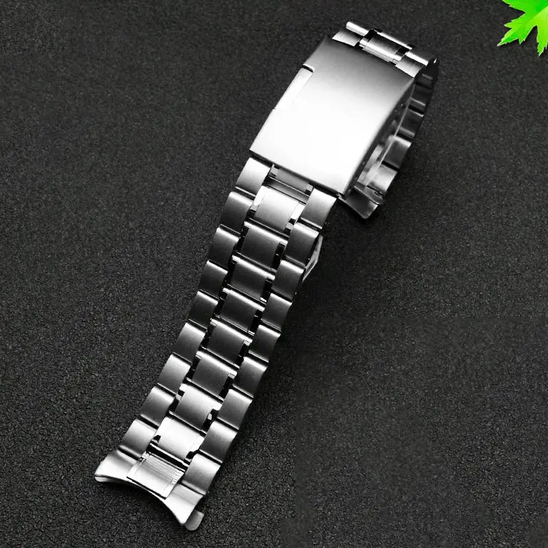 Curved Arc End Solid Matte Stainless Steel Watch Band for Seiko, Citizen, Casio, Timex - 20mm & 22mm - STRAPS