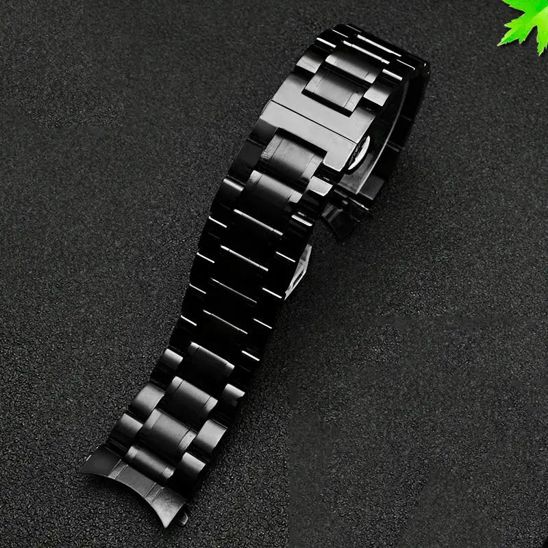 Curved Arc End Solid Matte Stainless Steel Watch Band for Seiko, Citizen, Casio, Timex - 20mm & 22mm - STRAPS