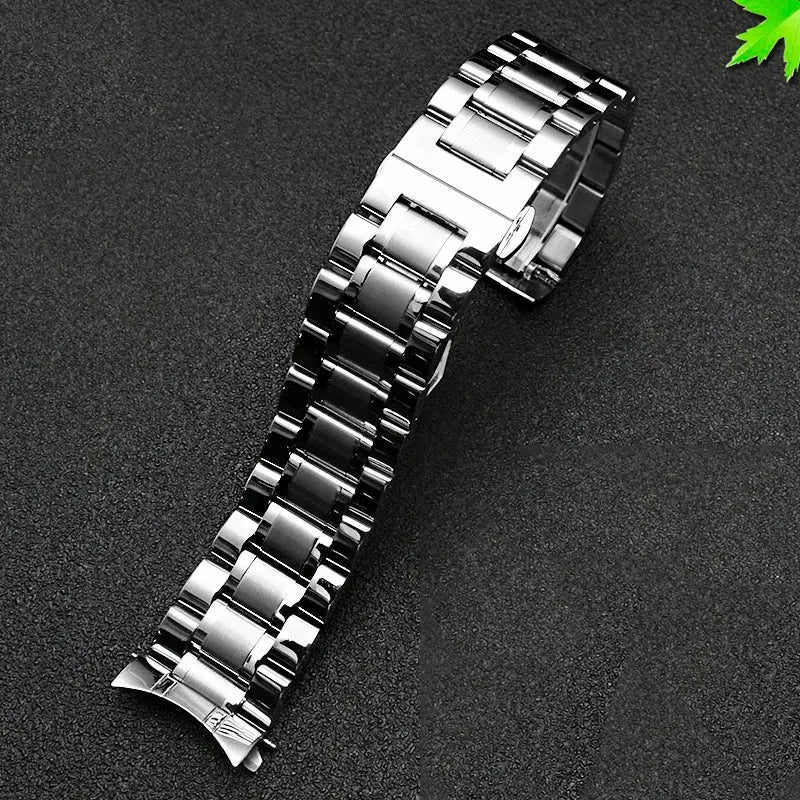 Curved Arc End Solid Matte Stainless Steel Watch Band for Seiko, Citizen, Casio, Timex - 20mm & 22mm - STRAPS