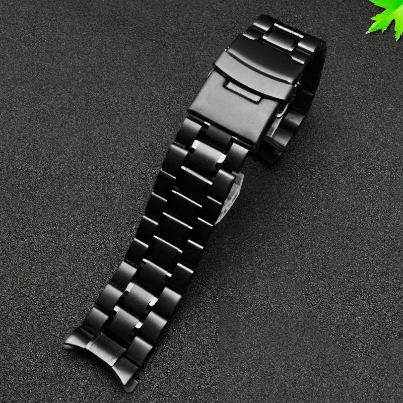 Curved Arc End Solid Matte Stainless Steel Watch Band for Seiko, Citizen, Casio, Timex - 20mm & 22mm - STRAPS