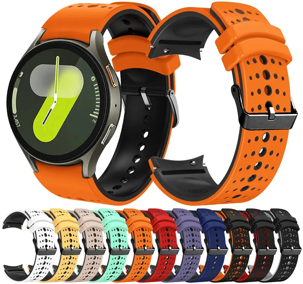 Curved Silicone Strap for Samsung Galaxy Watch 7 6 5 4 Pro Classic 40mm 44mm 43mm 47mm 20mm - STRAPS