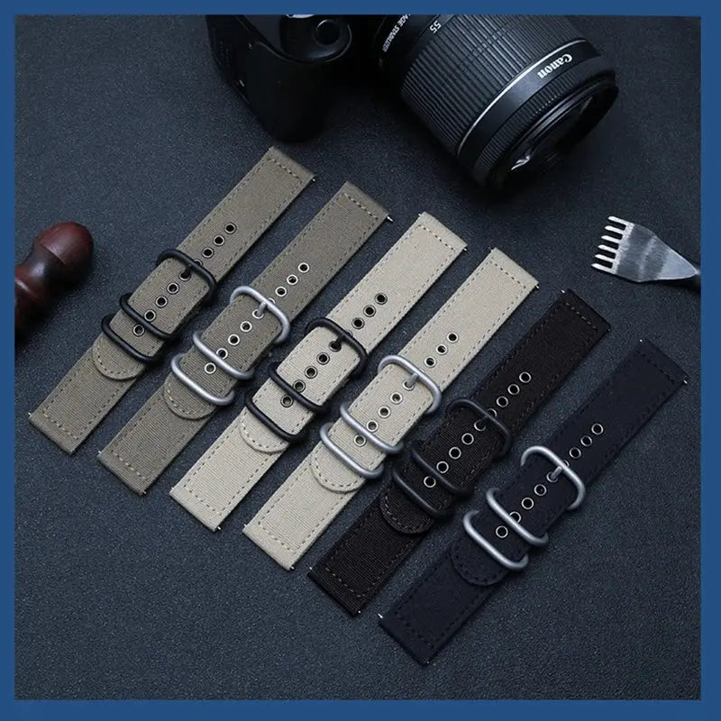 Durable Canvas Nylon Watch Strap for Seiko, CITIZEN BM8475, Breitling, TIMEX 18mm, 20mm, 22mm, 24mm - STRAPS