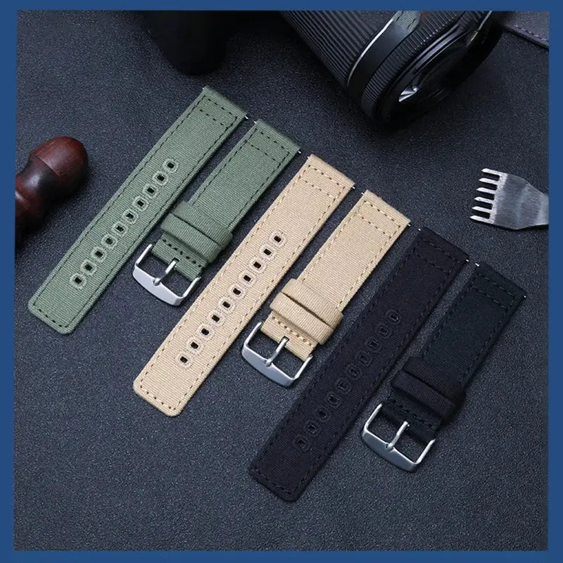 Durable Canvas Nylon Watch Strap for Seiko, CITIZEN BM8475, Breitling, TIMEX 18mm, 20mm, 22mm, 24mm - STRAPS