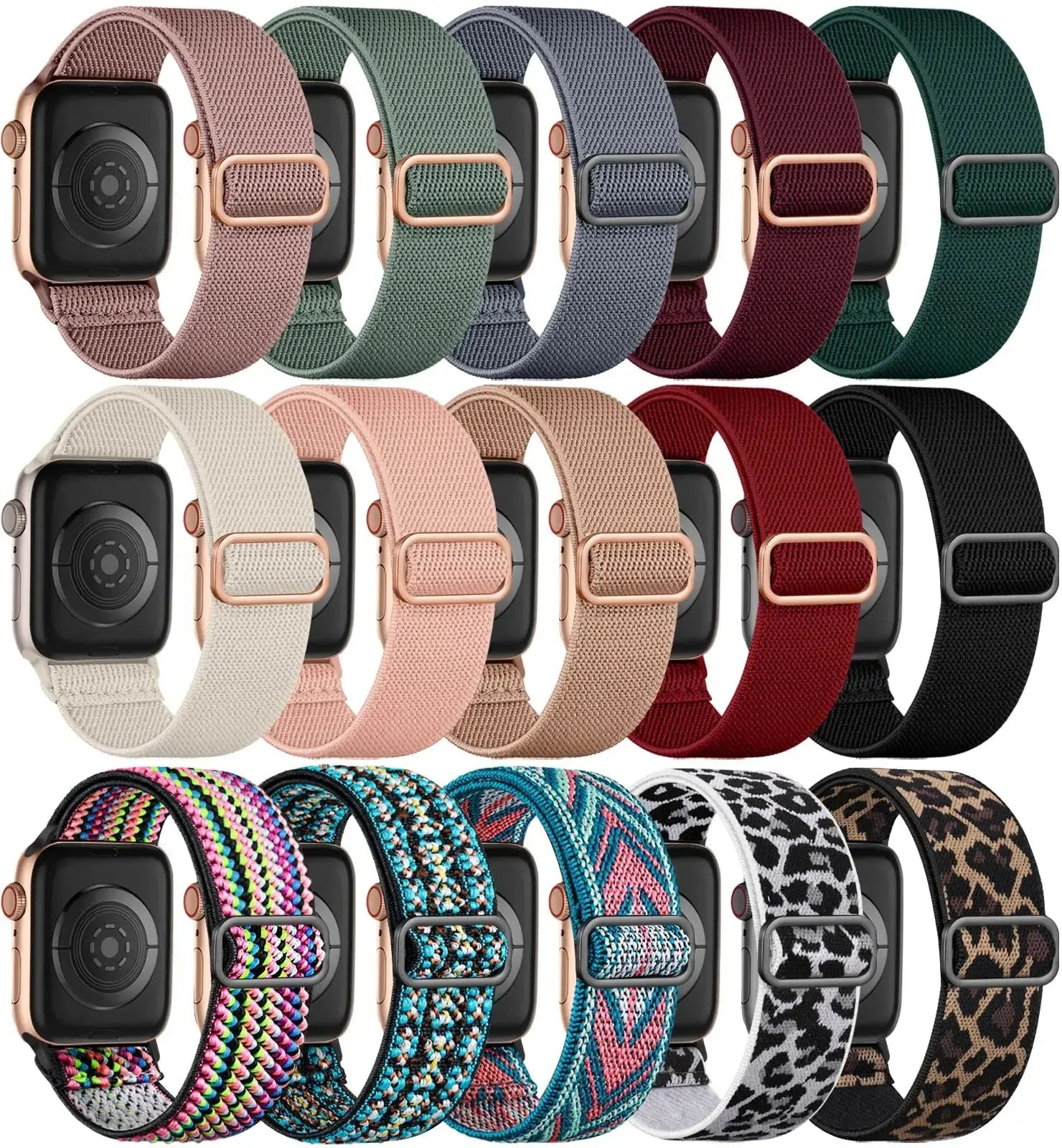 Elastic Nylon Band straps for Apple (38mm, 40mm to 45mm, 49mm)Series 3 to Series 10, Ultra 2, and SE STRAPS