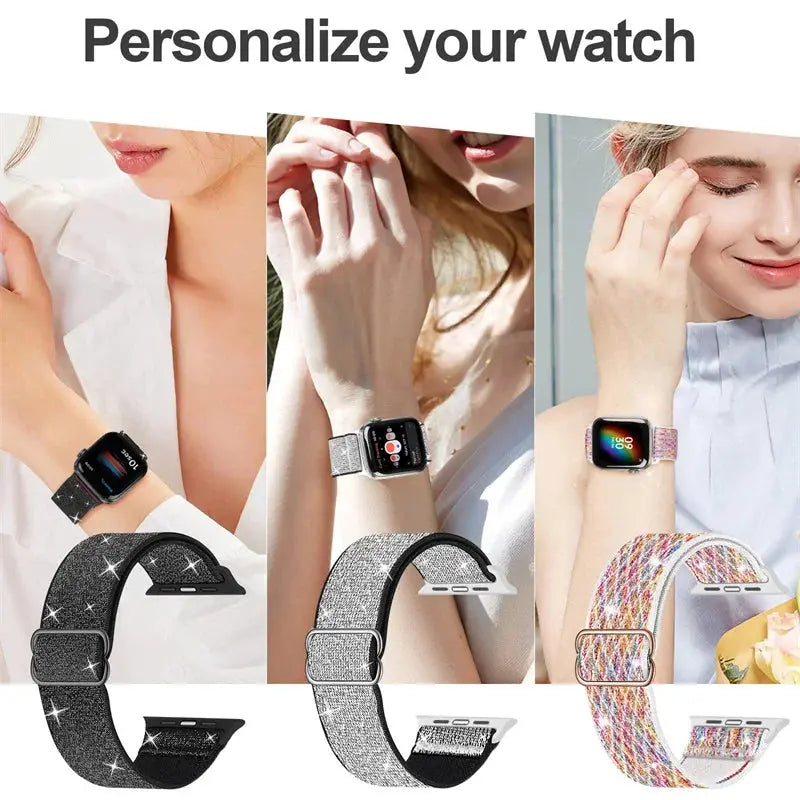 Elastic Nylon Band straps for Apple (38mm, 40mm to 45mm, 49mm)Series 3 to Series 10, Ultra 2, and SE STRAPS