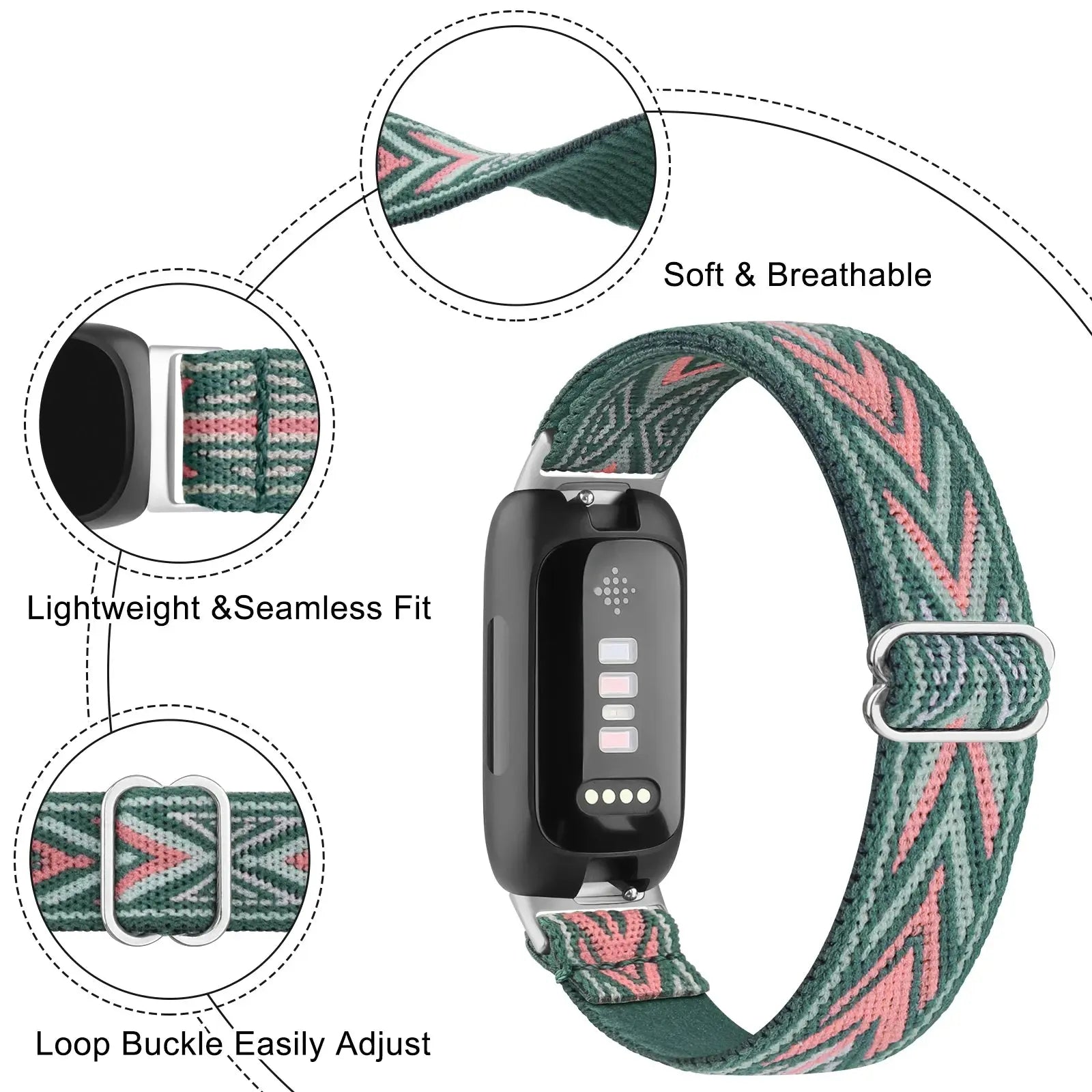 Elastic Nylon Strap for Fitbit Inspire 3/2 and Ace 3/2 - Adjustable Replacement Band STRAPS