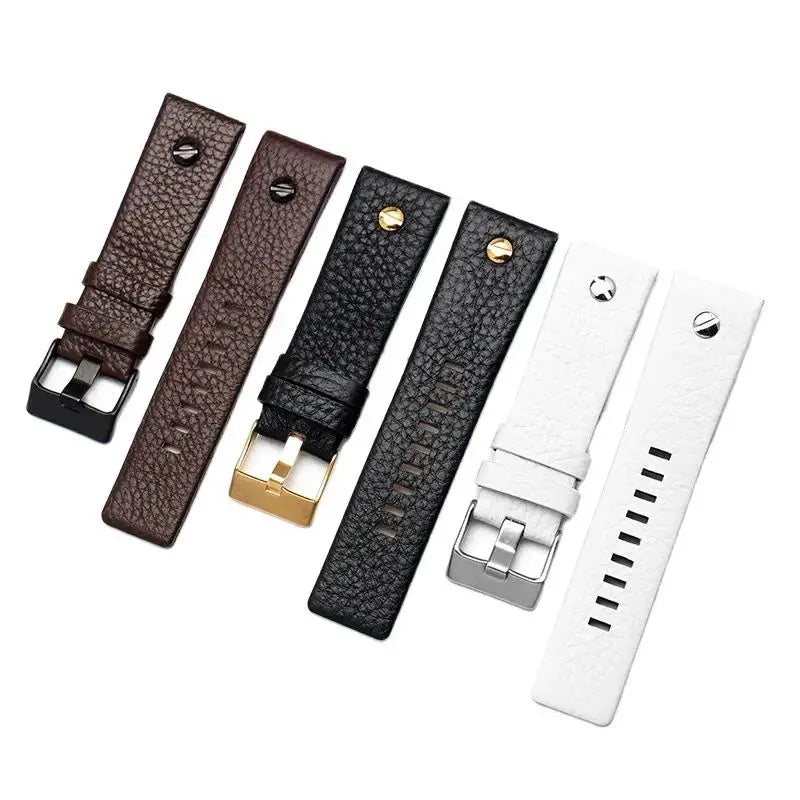 Fashionable Cowhide Watchband with Rivets – Fits Diesel DZ7313, DZ7333, DZ7322, DZ7257, DZ4318, DZ7348, DZ7334 - STRAPS