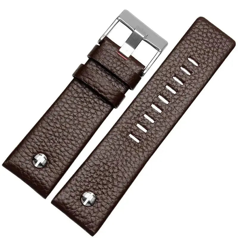 Fashionable Cowhide Watchband with Rivets – Fits Diesel DZ7313, DZ7333, DZ7322, DZ7257, DZ4318, DZ7348, DZ7334 - STRAPS